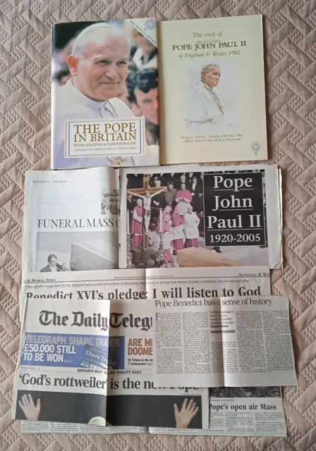 Collection of Pope John Paul II Memorabilia, Book, Wembley Programme, Cuttings