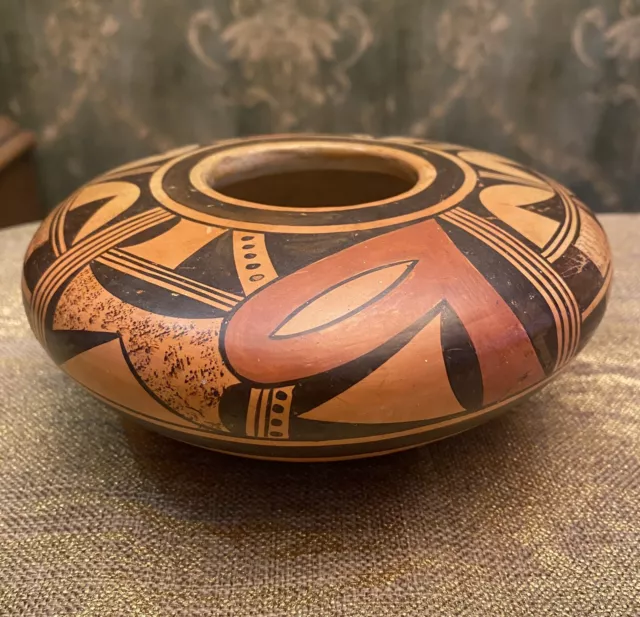 Vintage Signed Fannie Nampeyo Hopi Polychrome Pottery Jar Bowl  Native American