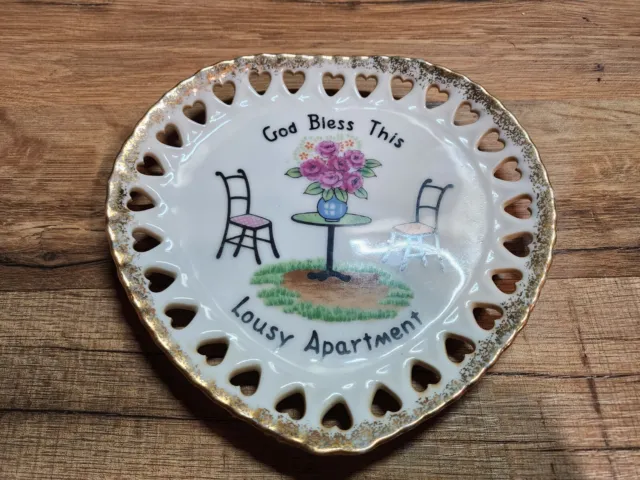 Vintage Humorous Norcrest Japan God Bless This Lousy Apartment Collector Plate