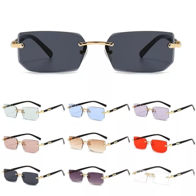 UV400 Protection Rimless Rectangle Sunglasses Y2K Shades  for Women & Men