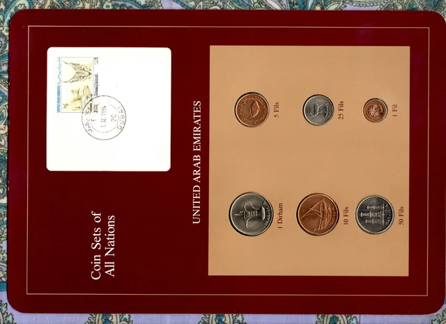 Coin Sets of All Nations UAE United Arab Emirates w/card UNC 1989 but 1 Fil 1988