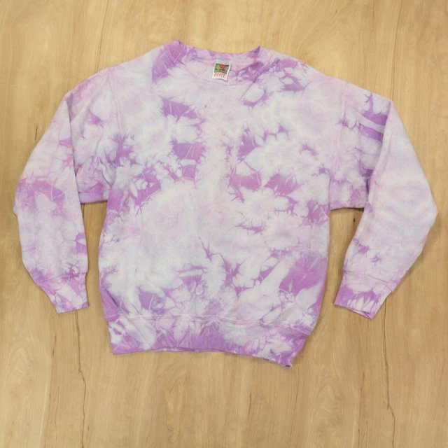 vtg Fruit of the Loom purple tie dye crewneck sweatshirt MEDIUM 90s 00s