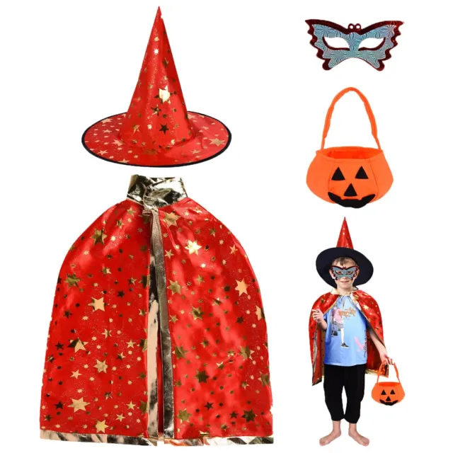 Herefun Costumi di Halloween Strega Mantello da Mago per Bambini con Ca