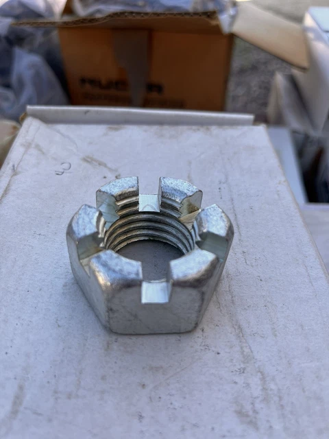 1-1/8” 7 Hex Slotted Nut Steel Plain (1) Castle Nut