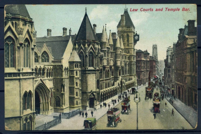 LONDRES 1910 CARTE postale 100 d'occasion Temple Bar animé avec 1