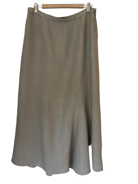 Elemente Clemente 100% Linen Long Skirt Size Large Beige