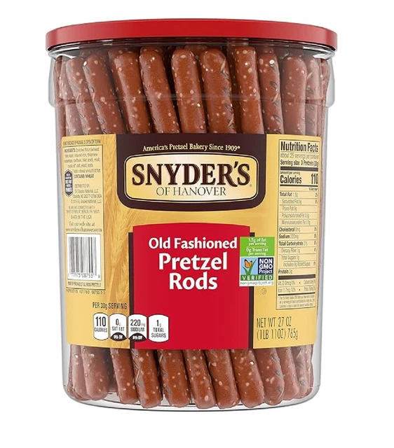 Syder Pretzel Rods SNYDER'S OF HANOVER Old Fashioned Pretzel Rods 27 Oz Canister £5.75 ...