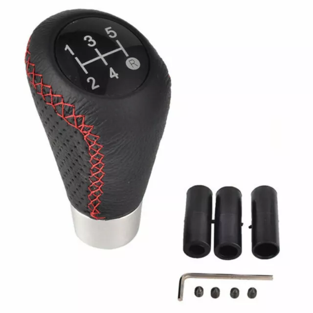 Universal 5 Speed Leather Car Manual Shift Knob Gear Stick Shifter Lever Black