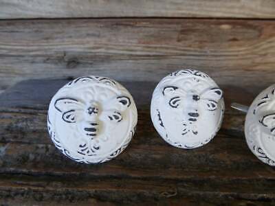 Antique Metal Drawer Pulls Handles White Round Bumble Bee Cabinets Knob Lot of 2