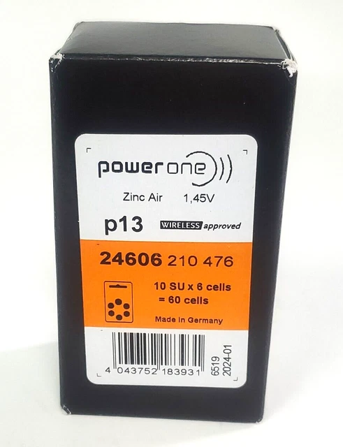 Audífono PowerOne PR48/P13 1,4 V baterías 9 nuevos/sellados 6 paquetes