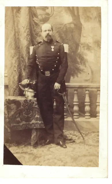 Photo CDV Officier Capitaine Hébert lanciers cavalerie 1865 Ferret Nice