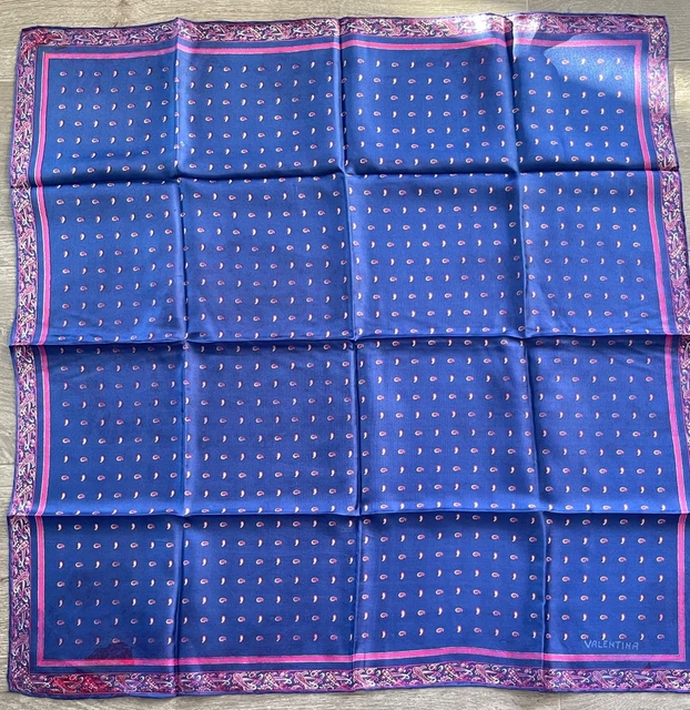 Foulard Carré En Soie Vintage 87x86 Cm - Motif Sabretaches Et Gibernes