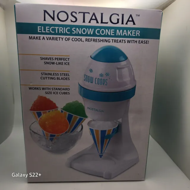 Nostalgia Electric Snow Cone  Shaved Ice Maker Turn Ice Cubes to Snow NEW Sealed