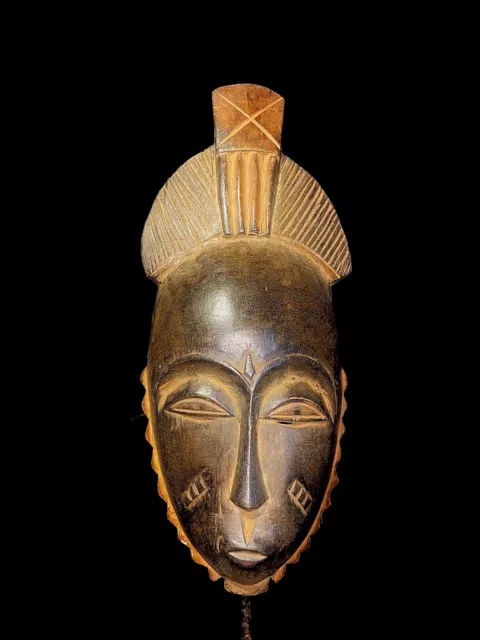 African Tribal Face Mask Wood Hand Carved Vintage Wall Hanging  Guro Mask-4437
