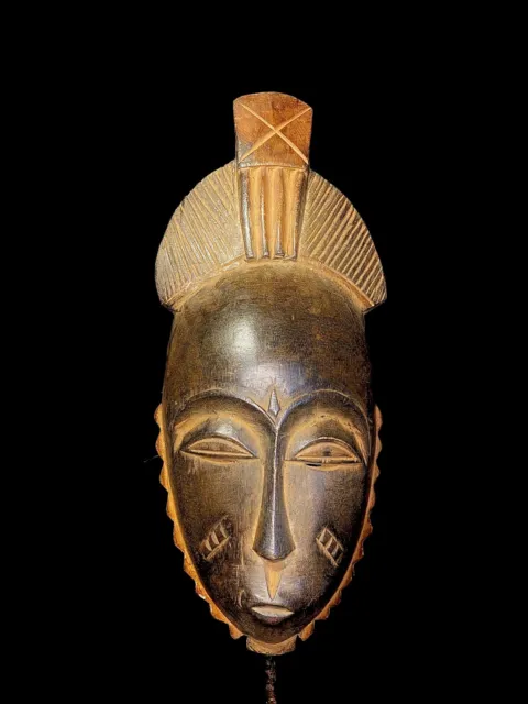 African mask antiques tribal Face vintage Wood Carved Hanging  Guro Mask-4437