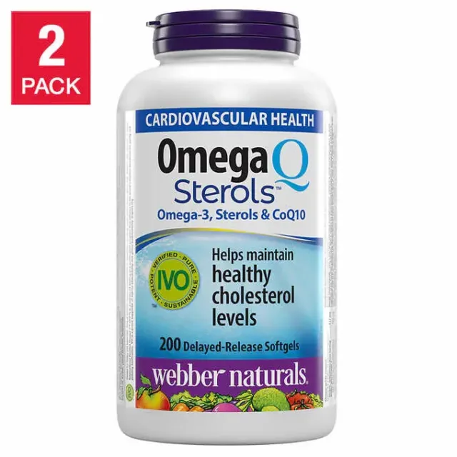 2-pack Webber Naturals Omega-3 & CoQ10 with Plant Sterols - 2 x 200 Softgels