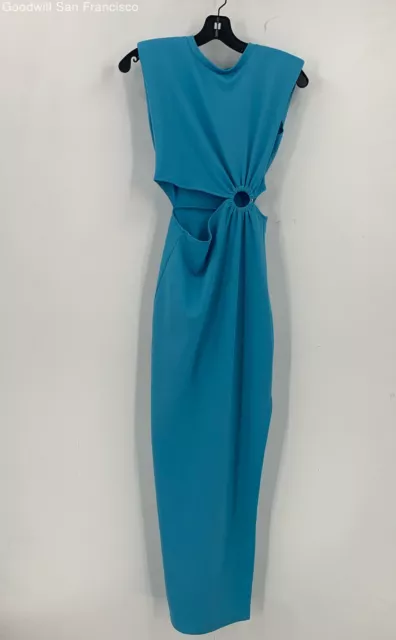 NWT Fore Womens Blue Classic Cut Out Side Slit Sleeveless Midi Sheath Dress XS