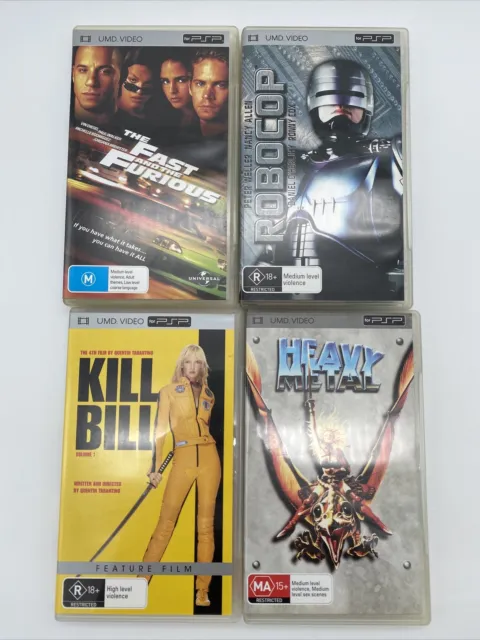 Lot of 4 Sony PlayStation Portable PSP UMD Movies Robocop Heavy Metal Kill Bill