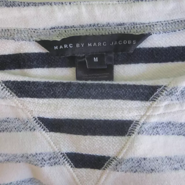 Marc by Marc Jacobs Womens Size M Juniper Stripe Terry Pullover Top Blue & Cream 2