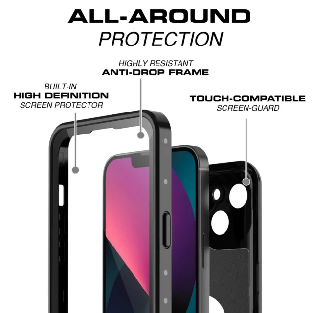 For iPhone 11 12 13 Pro Max Mini Waterproof Case Shockproof w/ Screen Protector 2