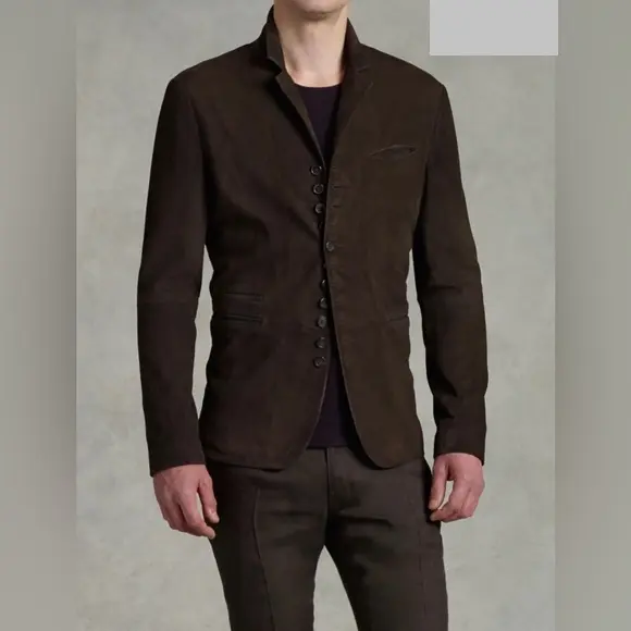 $2198 John Varvatos Collection Suede Leather Multi-Button Cutaway Jacket
