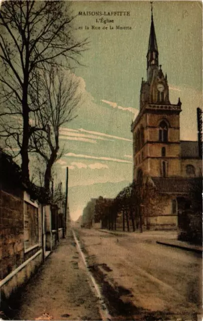 CPA AK HOUSES-LAFFITTE Church and Rue de la Mnette (617746)