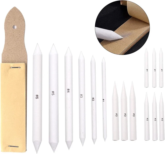 16-teiliges Kunstmixer Set 15 Papiermischstümpfe mit 1 Stück Schleifpapier gebraucht