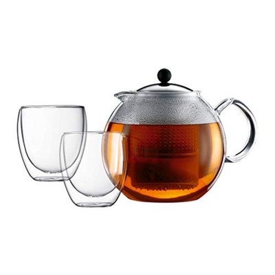ml Assam Set Teiera a pistone 1,0 L 34 cl 2 pezzi vetro 