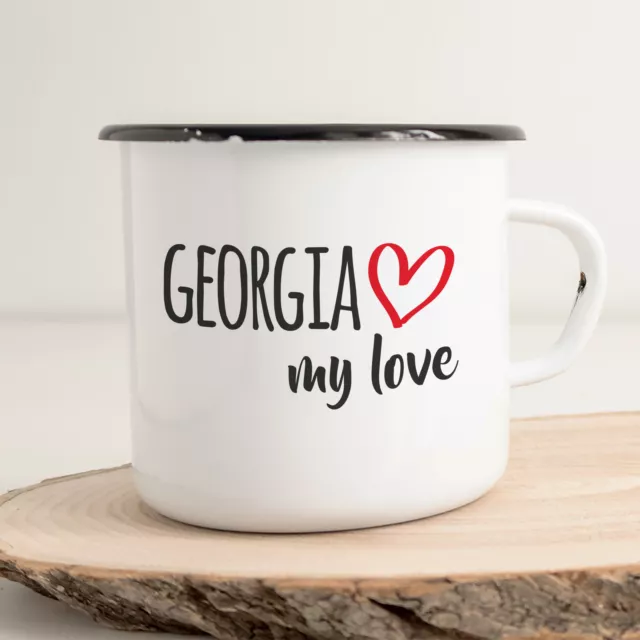 Georgia my love Geschenk Idee Emaille Tasse Georgien Kaffeetasse Souvenir Weihna