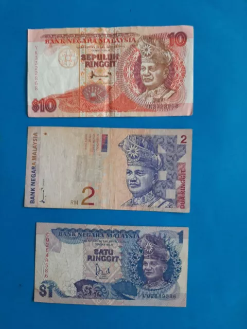 1 x 1+2+10 Ringgit Malaysia / Geldschein Banknote *