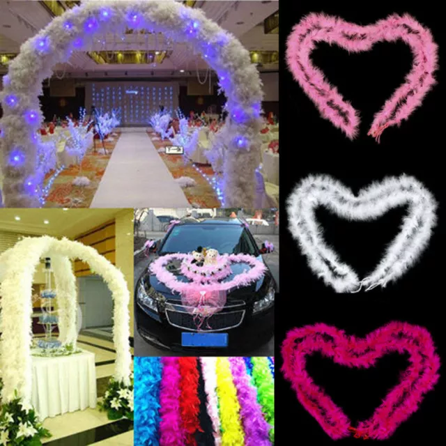 2M Turkey Feather Strip Fluffy Boa Wedding Women Party Decoration Crafting Piece