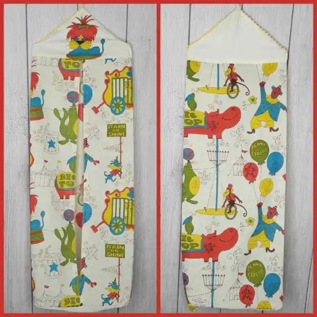 Vintage 60s Penny Circus Fabric Handmade Diaper Hanger for Babies Nursery