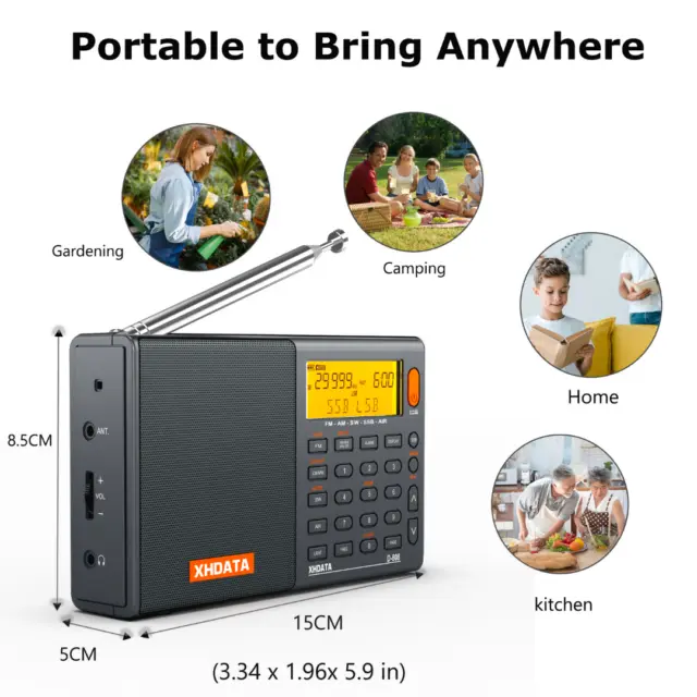 XHDATA D-808 Portable Radio FM stereo/SW/MW/LW/SSB Air Band Multi Band Receiver 2