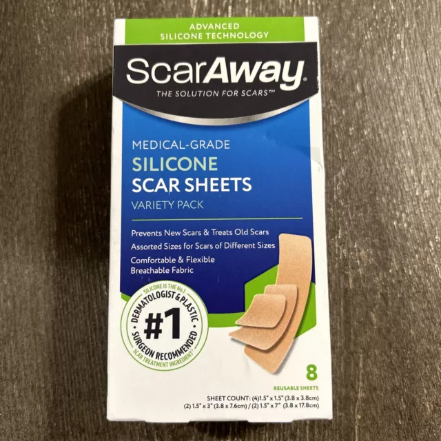 Scaraway• SILICONE SCAR SHEETS • VARIETY PACK 8 REUSABLE SHEETS • EXP  : 09/2027