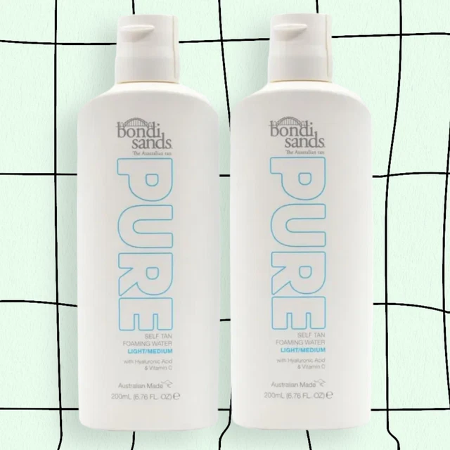 Bondi Sands PURE Self Tan Foaming Water Light/Medium 200ml NEW X 2