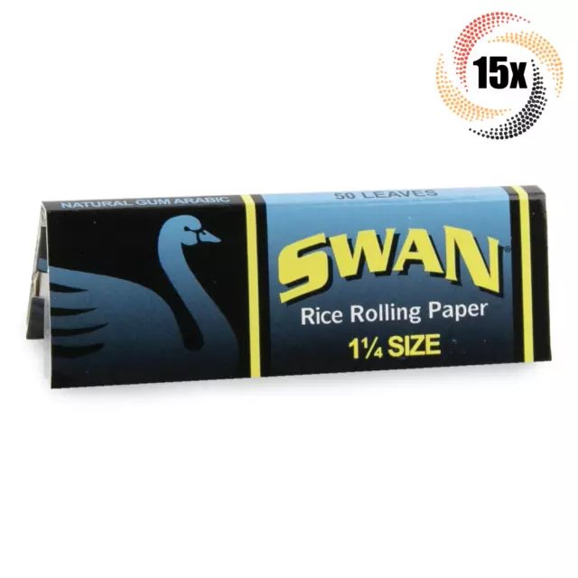 15x Packs Swan 1 1/4 Rice Rolling Papers | 50 Papers Per Pack | + 2 Free Tubes!