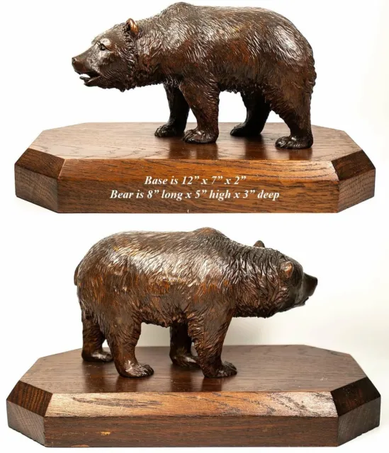 Antique HC Black Forest Bull Bear, 8+" on 12" Wood Plinth, 19th c. Animalier 3
