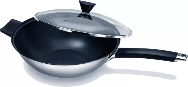 Ken Hom KH432022 Stainless Steel Non Stick Wok Set, 32 cm, Excellence, Induction