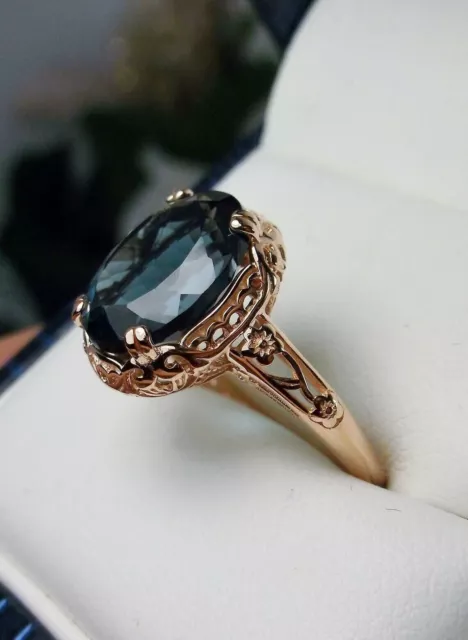 3CT OVAL LAB Created London Blue Topaz Wedding Ring 14K Rose Gold ...