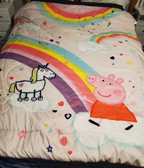 KIDS PEPPA PIG Bedding Twin/Full Size Soft Reversible Comforter Blanket