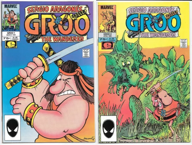 Groo The Wanderer #1 & #2 NM-/NM 1985 Marvel Epic Comics Aragones Mad High Grade