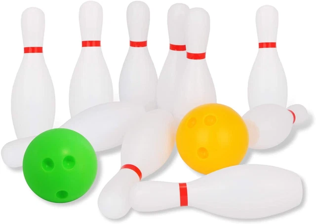 Kids Bowling Set Includes 10 Classical White Pins and 2 Balls, Suitable as Toy G