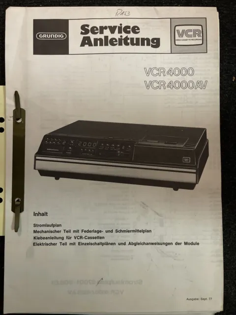GRUNDIG VCR-4000 Service Manual Service Handbuch für Reparaturen