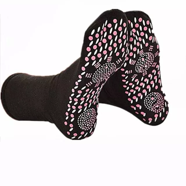 Foot Pain Relief Therapy Socks Health Heating Magnetic Tourmaline Black Color XX