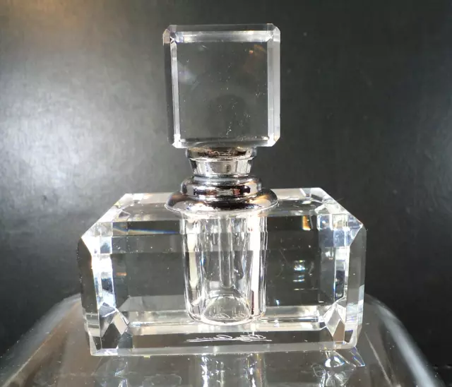 Oleg Cassini Perfume Bottle Crystal Rectangle Screw in Stopper with Dabber NIB