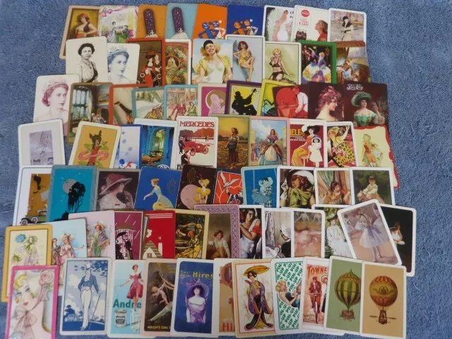 Large Lot 70+ Deco Ladies Pins Ups etc GENUINE VINTAGE SINGLE Swap Playing Cards