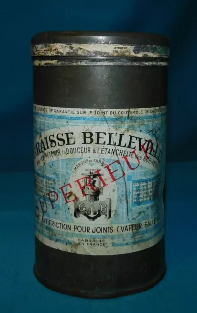 Ancien Bidon Huile . Ancien Pot De Graisse Belleville . Old Grease Can