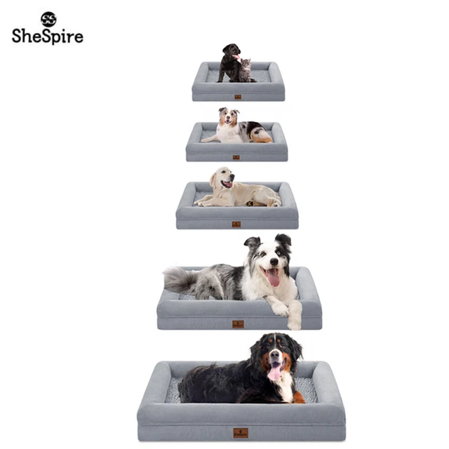 SheSpire Orthopedic Memory Foam Bolster Gray Dog Bed Pet Nest w/ Removable Cover