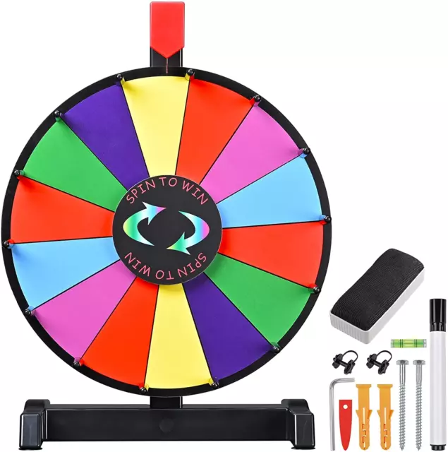 Winspin 12" Color Prize Wheel Wall Mounted or Tabletop 14 Slots Heavy Duty Edita