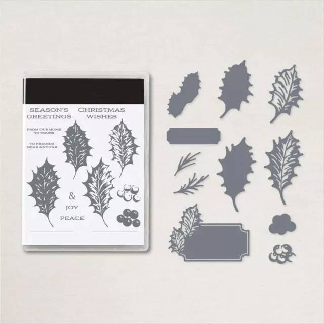 Leaves of Holly Metal Cutting Dies Clear Stamps Stencil Diy Scrapbooking Crafts